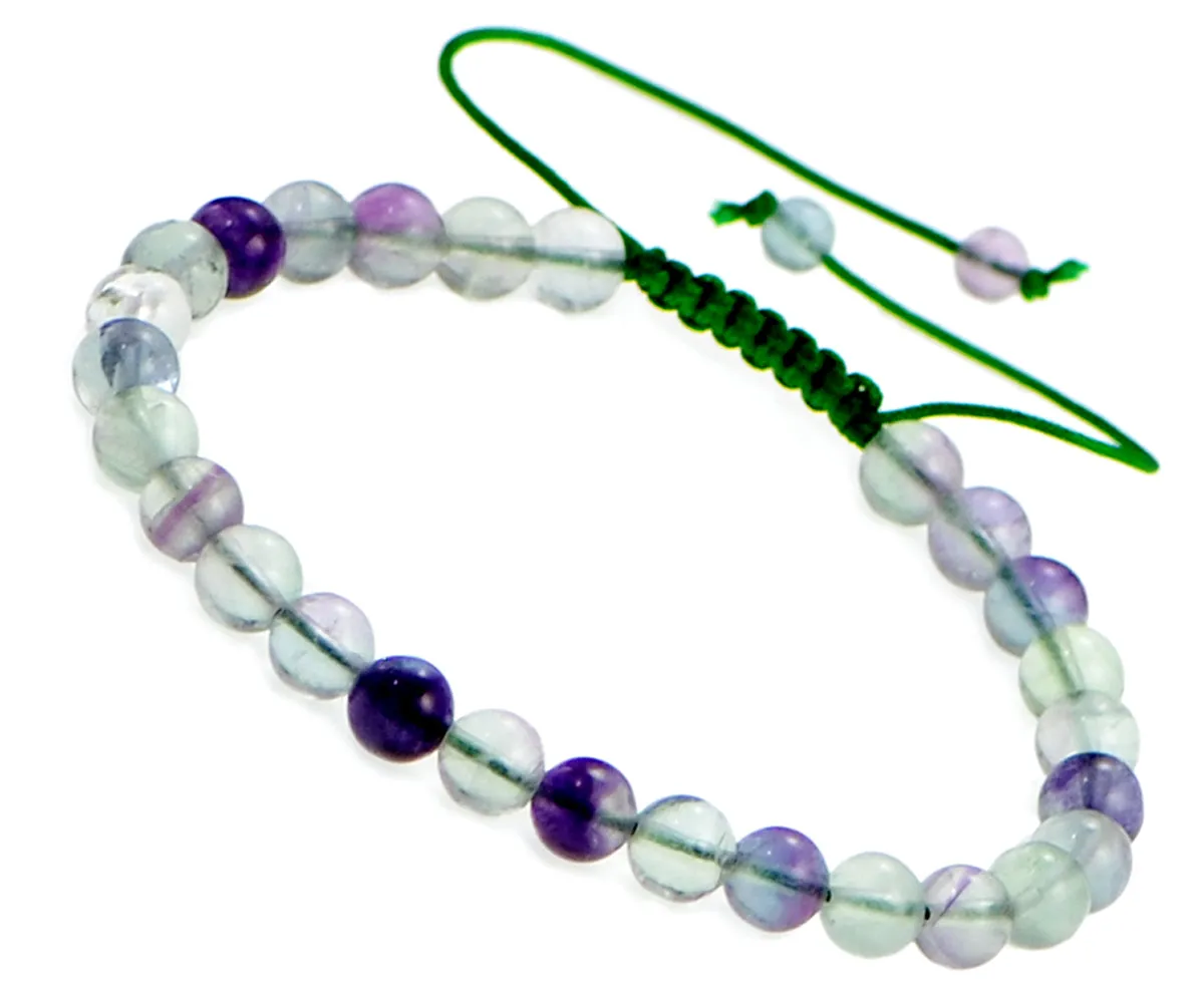 Natural 6mm Gemstone Bracelets Healing Power Crystal Macrame Adjustable 7-9 Inch