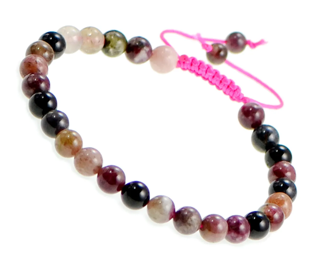 Natural 6mm Gemstone Bracelets Healing Power Crystal Macrame Adjustable 7-9 Inch