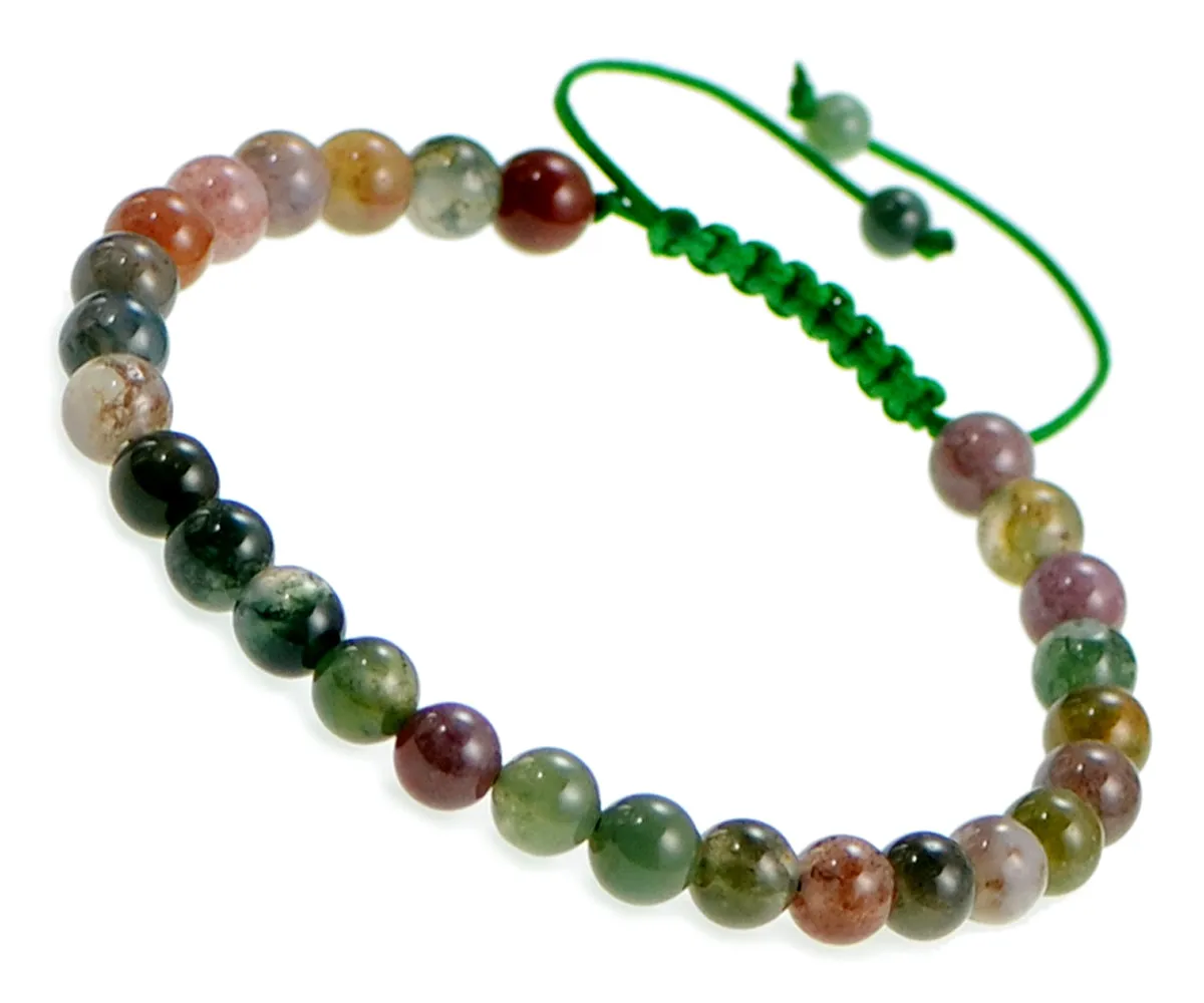 Natural 6mm Gemstone Bracelets Healing Power Crystal Macrame Adjustable 7-9 Inch