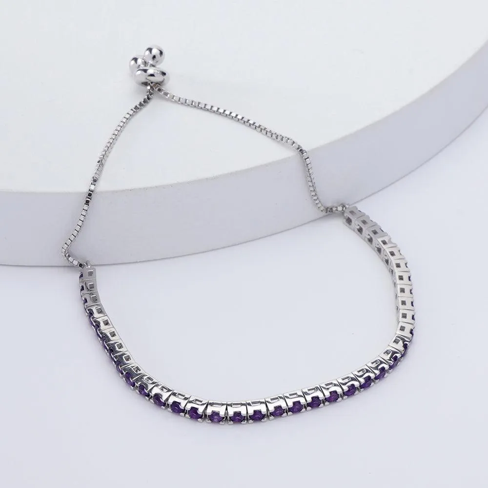 Natural Dark Amethyst Tennis Bolo Bracelet