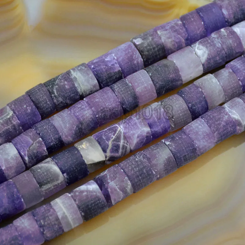 Natural Frosted Column Gemstone 8x12mm Loose Beads on a 7.5" Strand