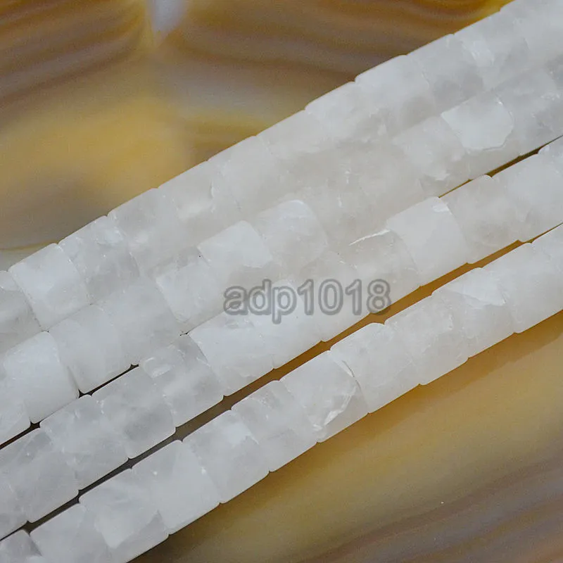 Natural Frosted Column Gemstone 8x12mm Loose Beads on a 7.5" Strand