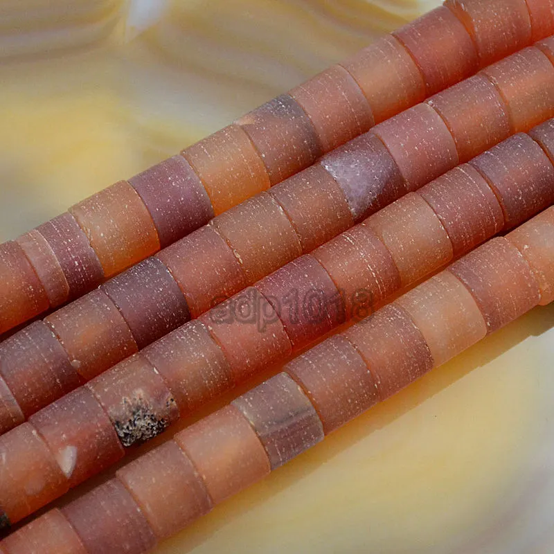 Natural Frosted Column Gemstone 8x12mm Loose Beads on a 7.5" Strand