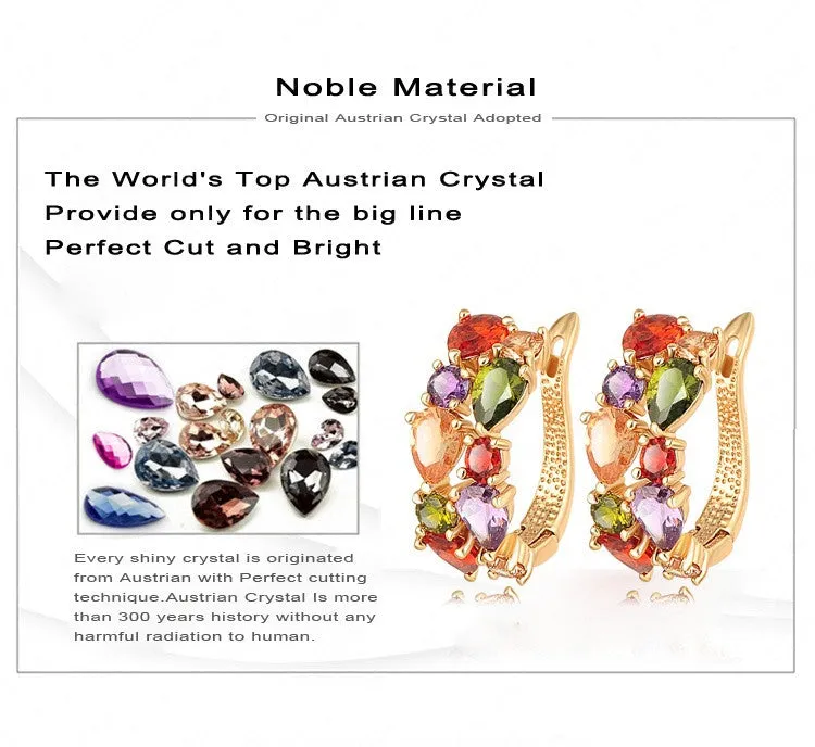 New Flower Earrings18K Rose Gold /Gold Plt Inlay Multicolor Cubic Zircon Stud Earrings For Women