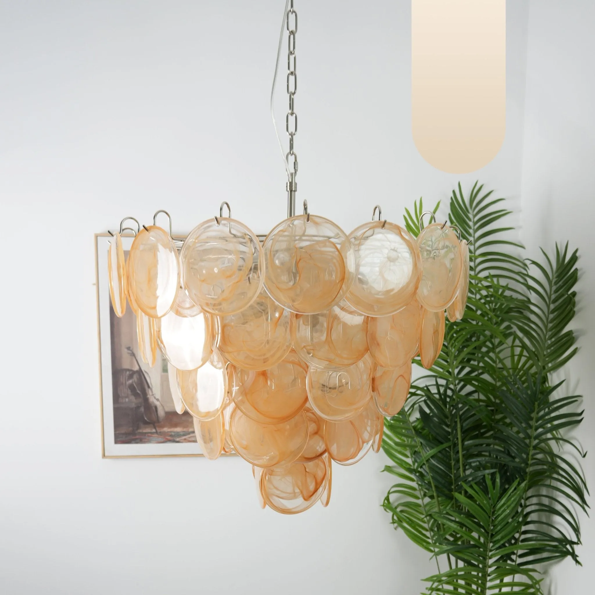 Orange Murano Disc Chandelier