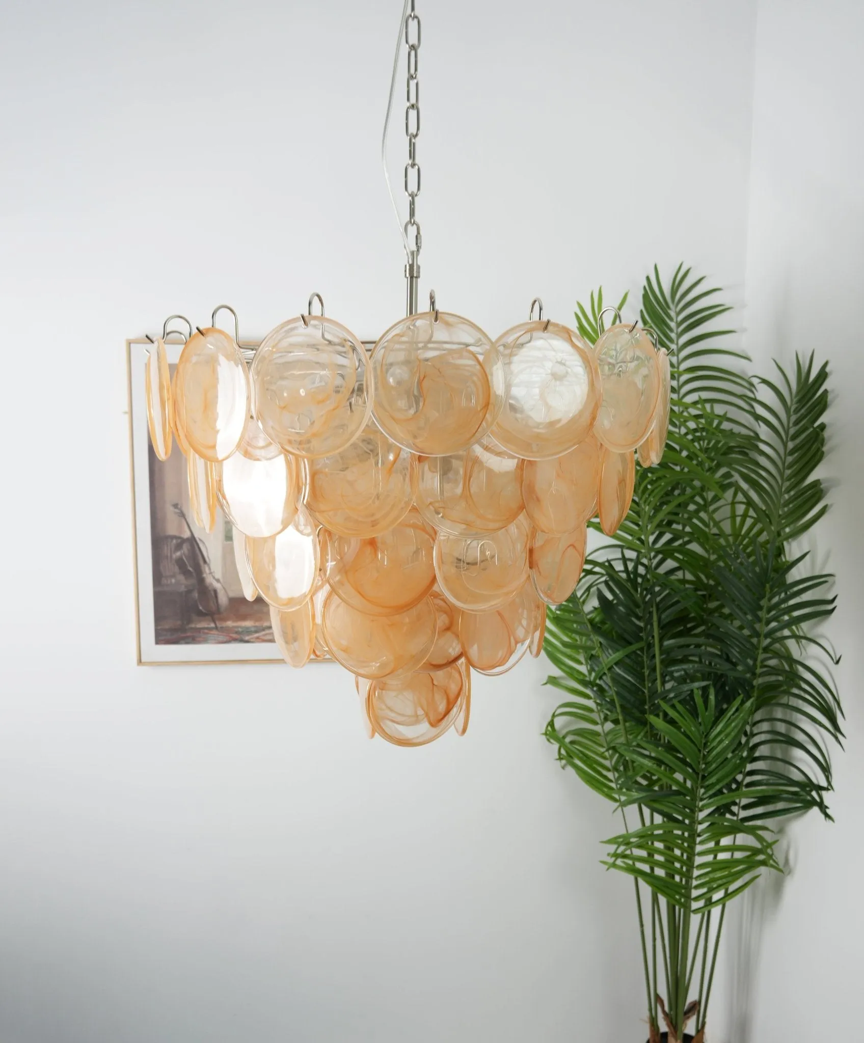 Orange Murano Disc Chandelier