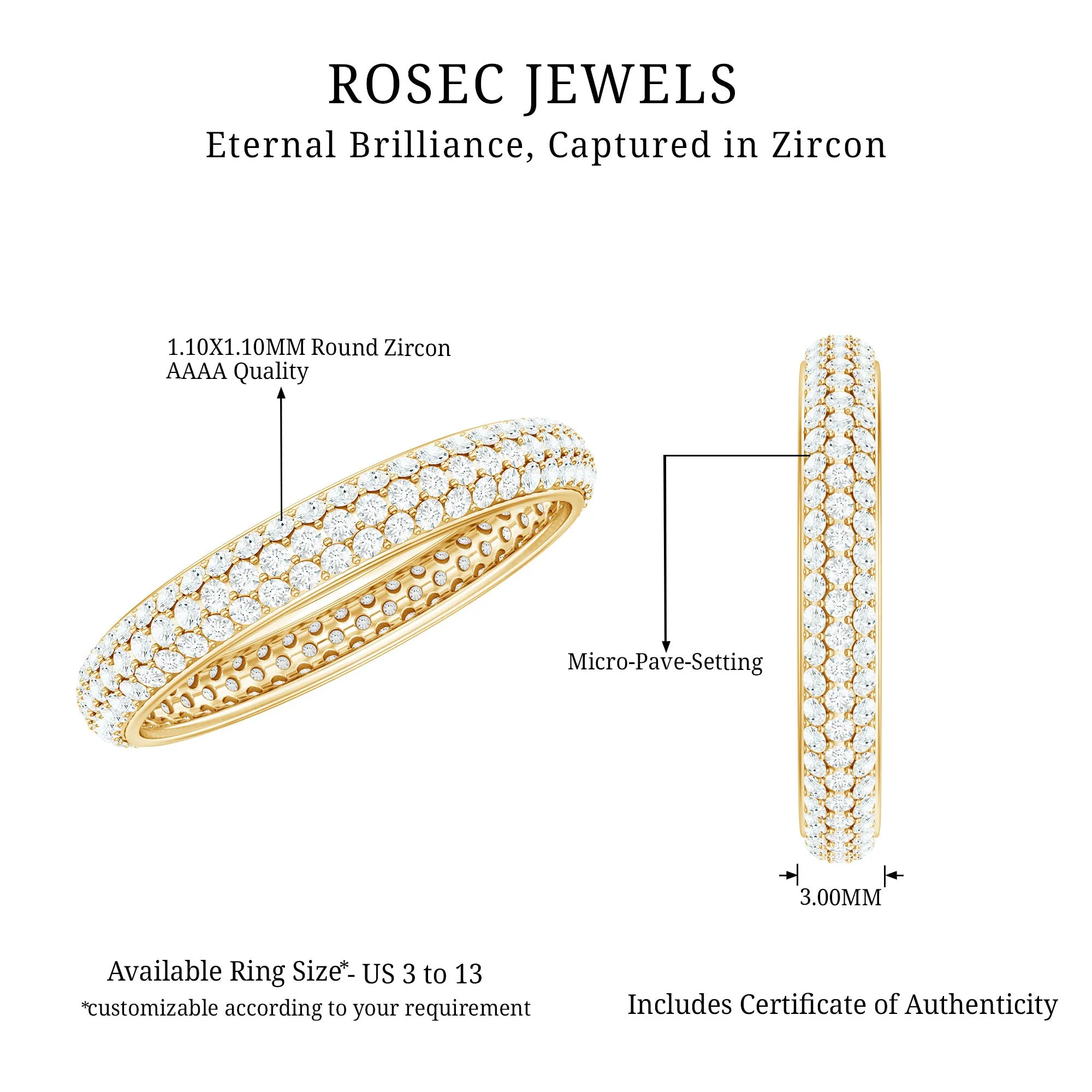 Pave Set Cubic Zirconia Eternity Band Ring