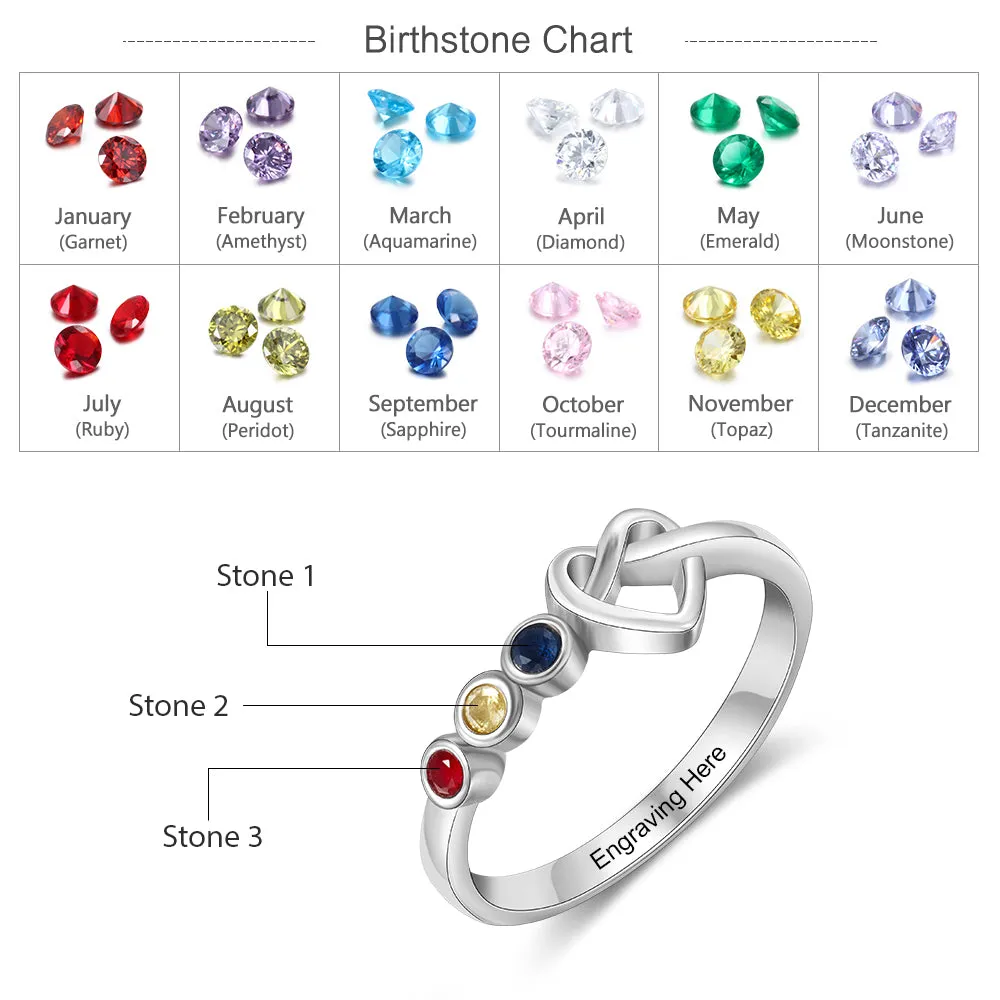 Personalzied Birthstone Ring With Heart