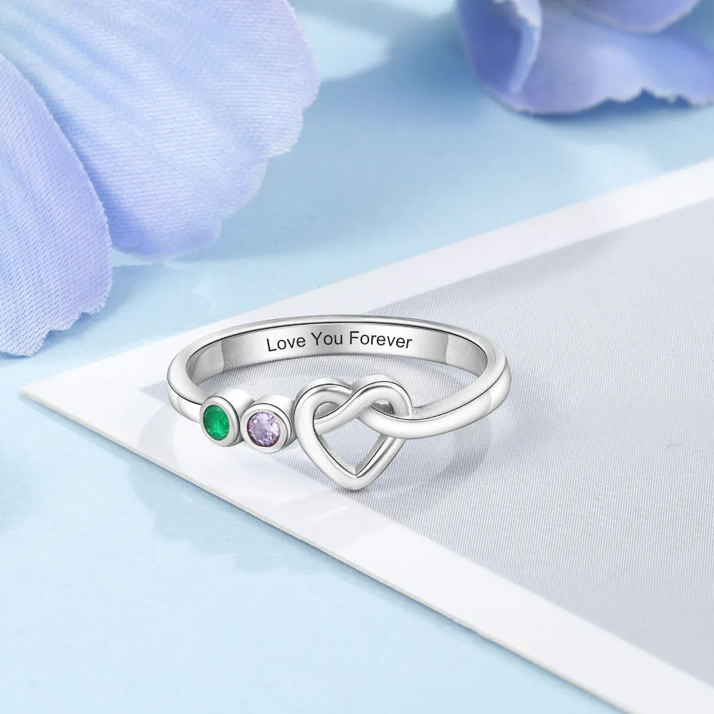 Personalzied Birthstone Ring With Heart