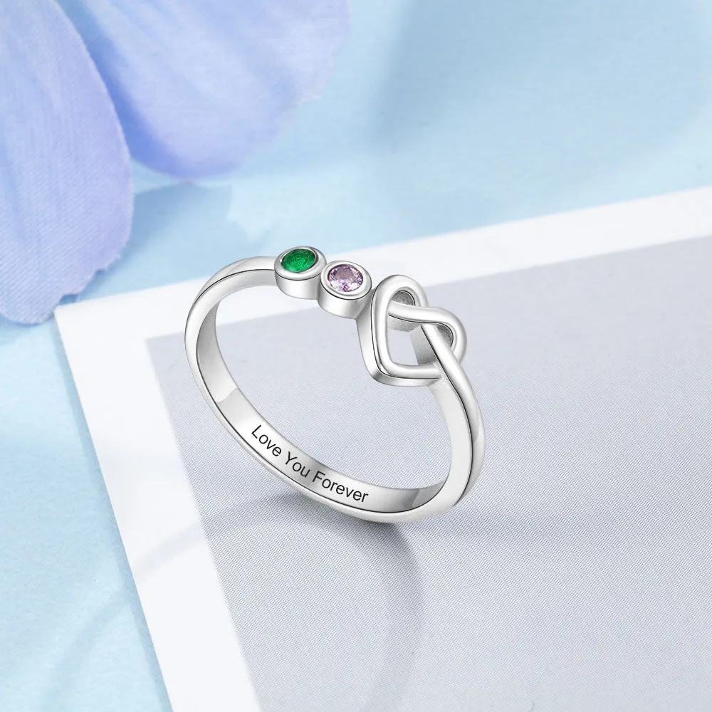 Personalzied Birthstone Ring With Heart