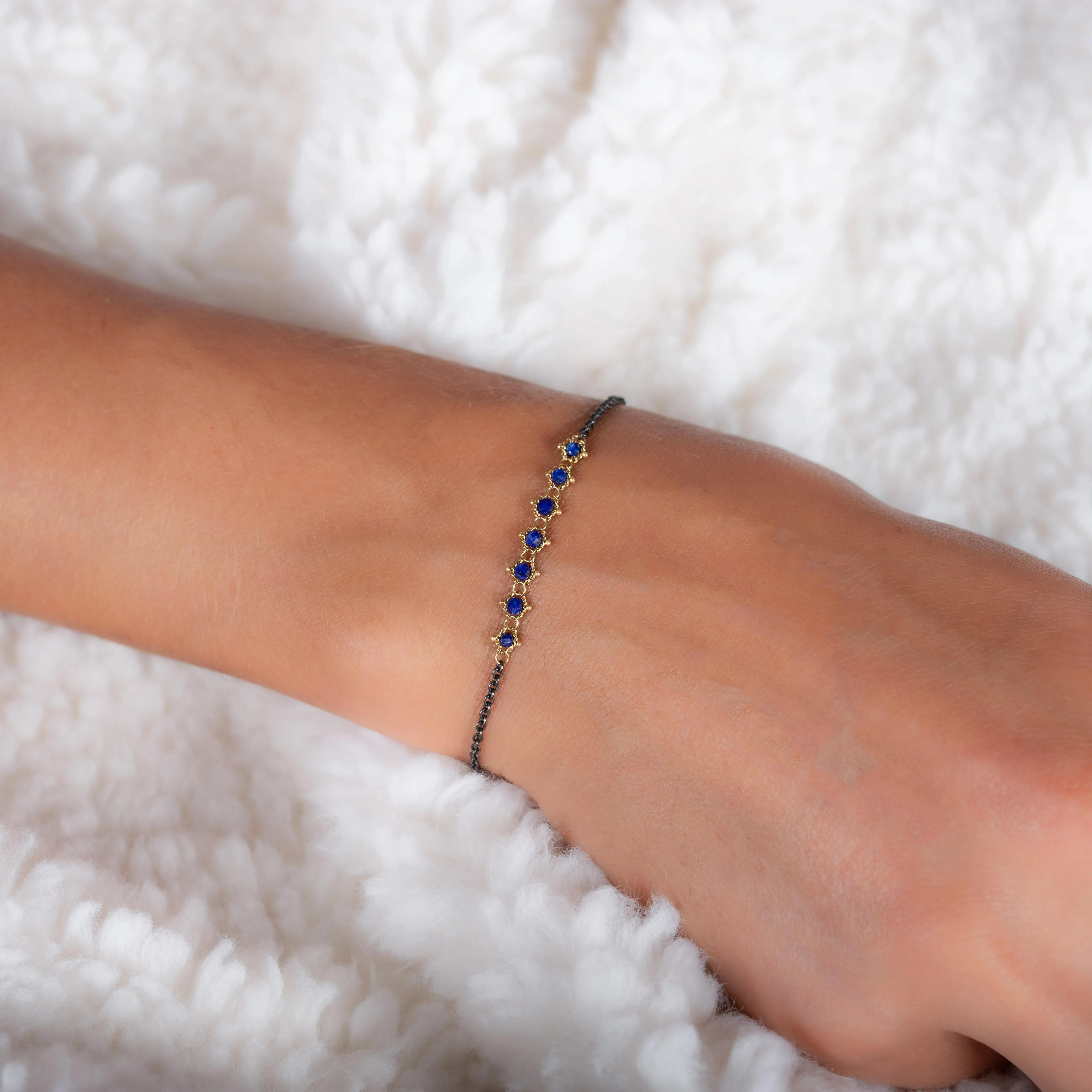 Petite Contrast Textile Bracelet in Blue Diamond