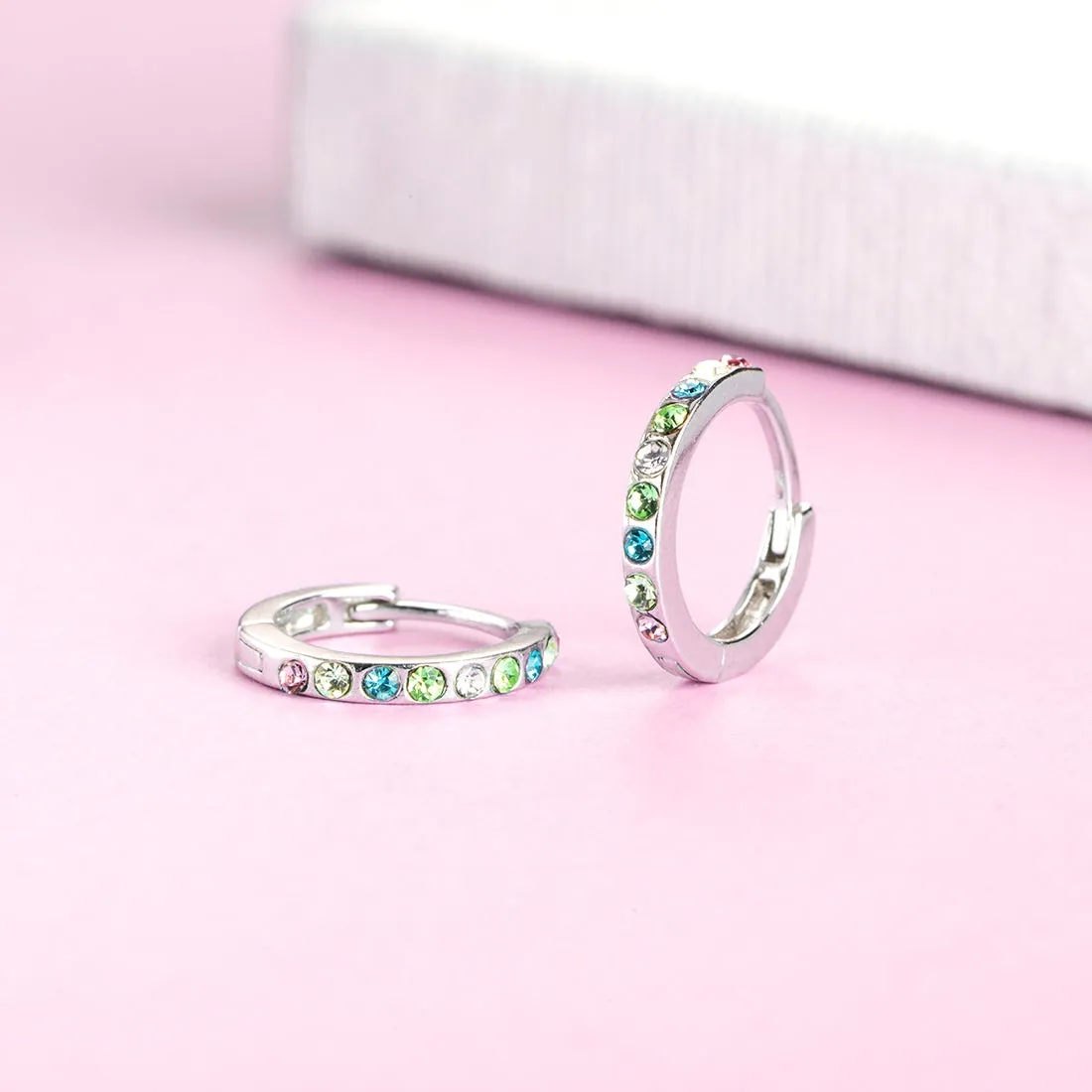 Radiant Reflections Rhodium-Plated 925 Sterling Silver Hoop Earrings