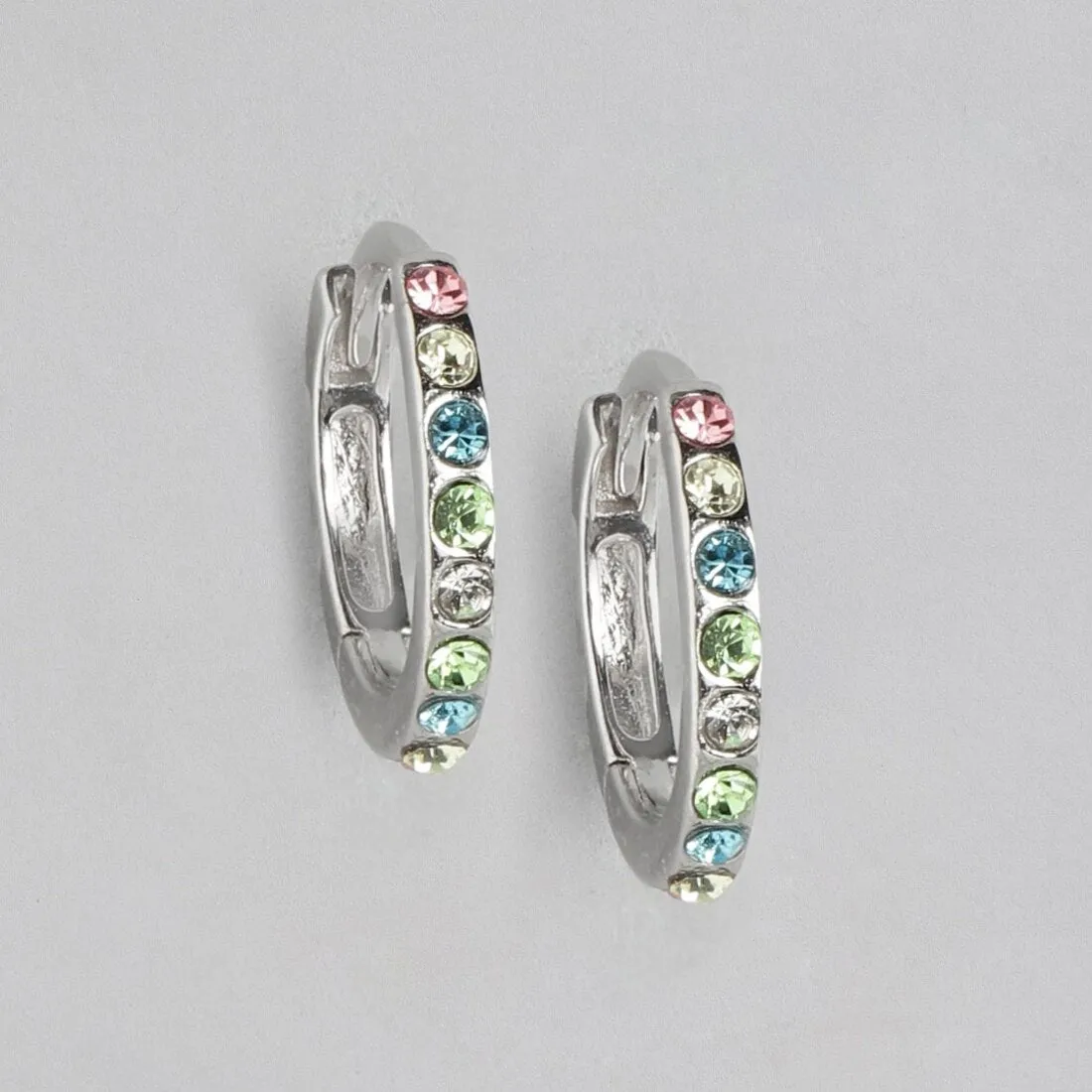 Radiant Reflections Rhodium-Plated 925 Sterling Silver Hoop Earrings