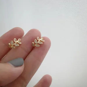 Rhinestone Adorned Leaf Ear Cuffs