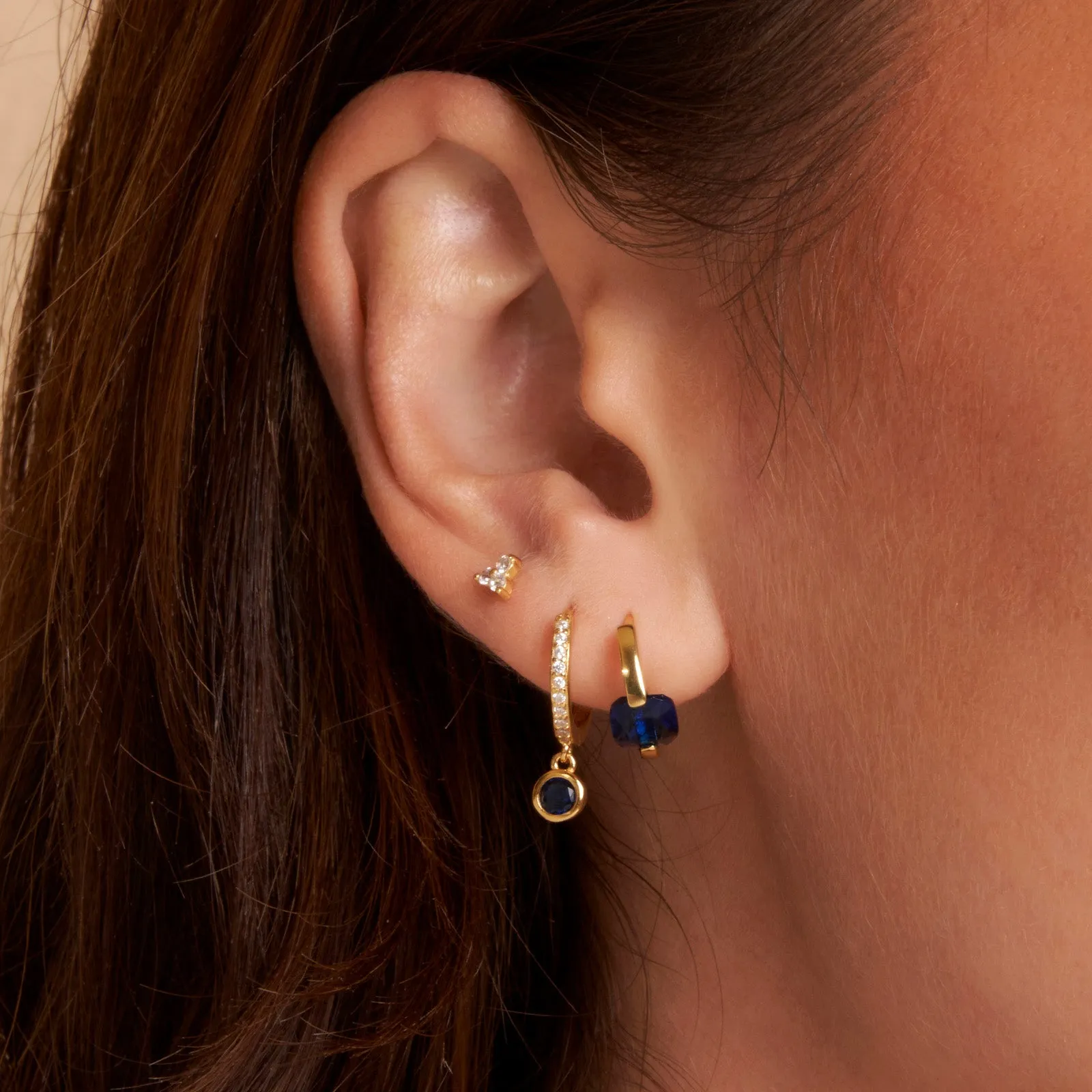 Rhodes Gold Earrings - Sapphire