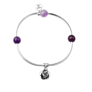 Rose | Soft Bangle Charm Bracelet | Amethyst