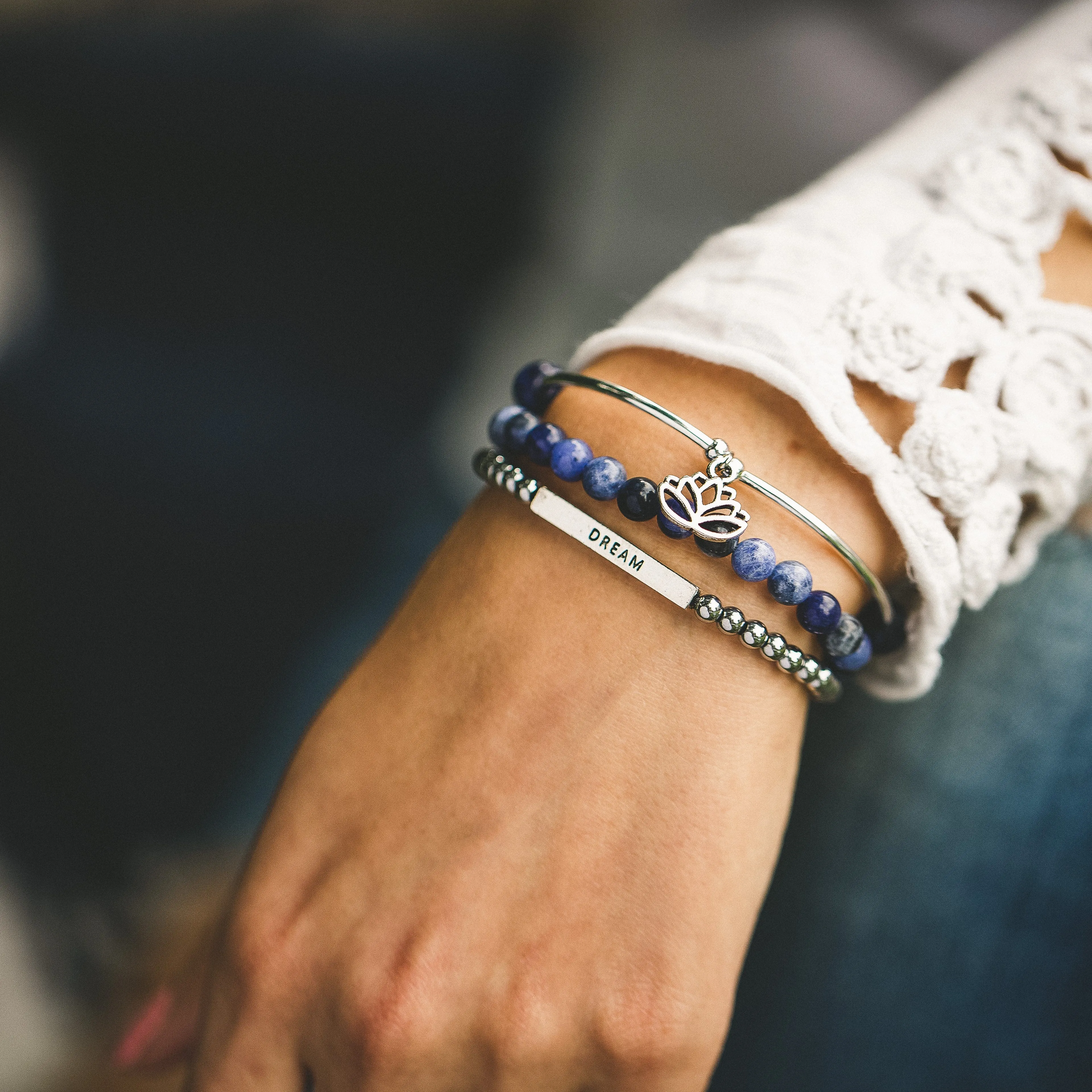 Rose | Soft Bangle Charm Bracelet | Amethyst