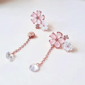 Sakura Two-Ways Dangling Earrings 925 Silver