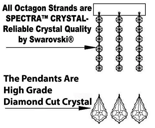 Set Of 3 - 1 Crystal Chandelier Lighting H 30" W 22" And 2 Maria Theresa Wall Sconce Crystal Lighting H14" x W11.5" Trimmed With Spectra (Tm) Crystal - Reliable Crystal Quality By Swarovski - 1Ea-Cs/B7/21532/12 1   2Ea-Cs/2813/3-Sw