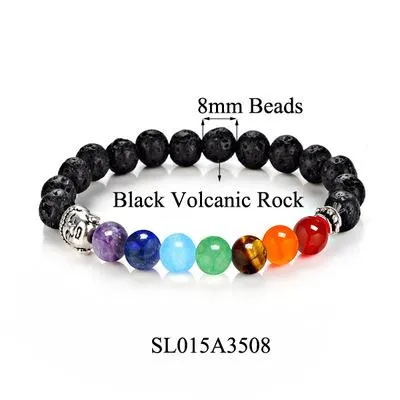 Seven Chakra Natural Lava Stone Healing Bracelet