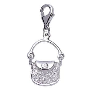 Silver and Crystal Gemstone Purse Charm