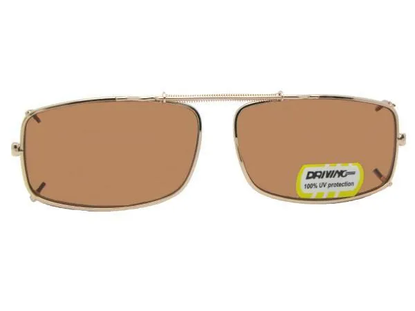 Slim Rectangle Shape Non Polarized Amber Clip-on Sunglasses