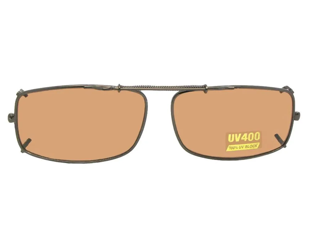 Slim Rectangle Shape Non Polarized Amber Clip-on Sunglasses