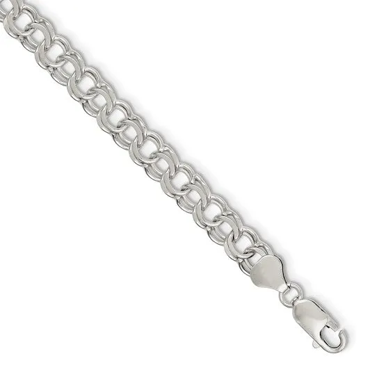 Sterling Silver 7.6mm Double Link Charm Bracelet