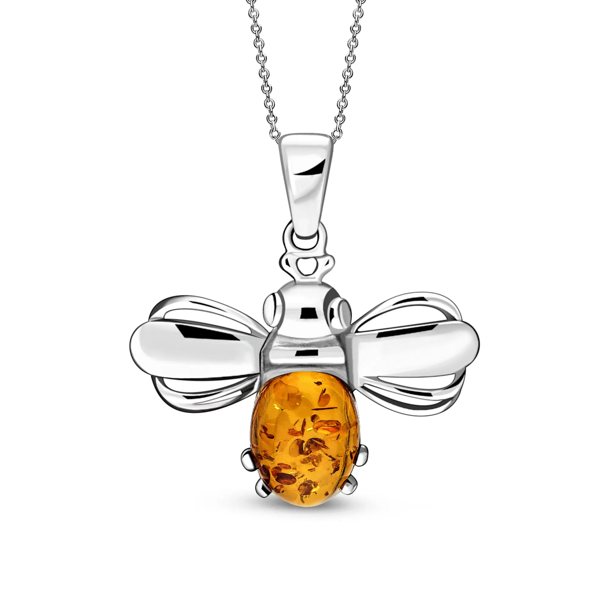 Sterling Silver Amber Bumblebee Pendant