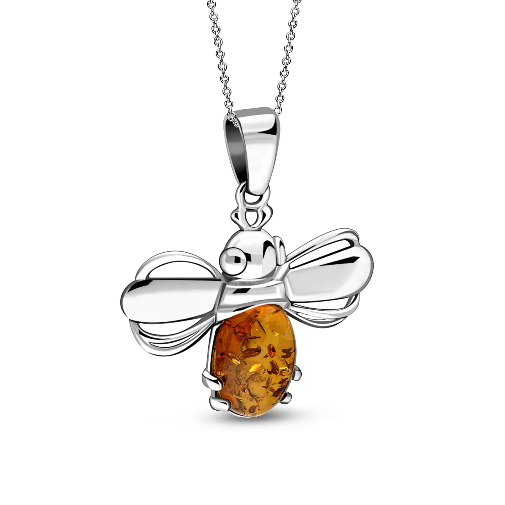 Sterling Silver Amber Bumblebee Pendant