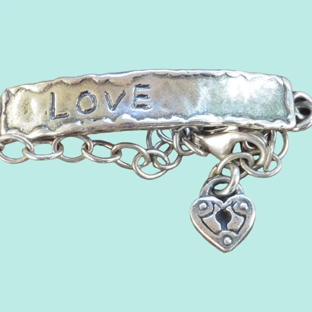 Sterling silver Bracelet . Engraved Love Bracelet.