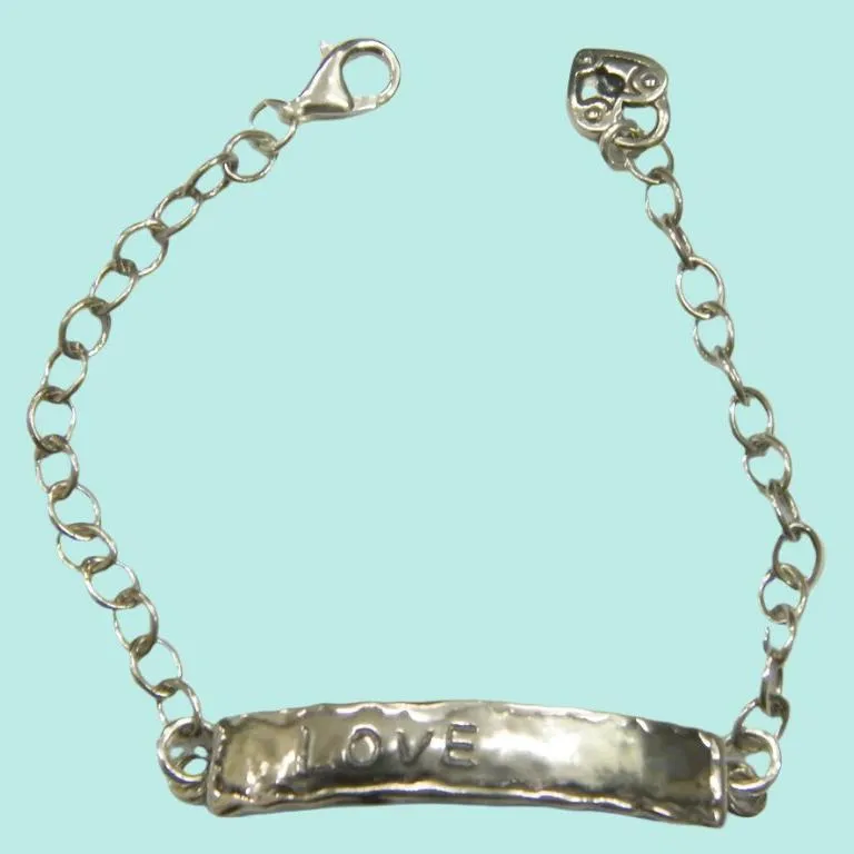 Sterling silver Bracelet . Engraved Love Bracelet.