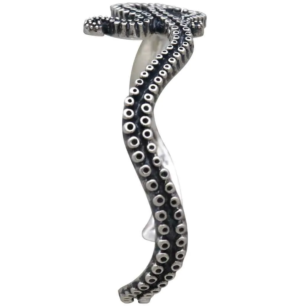 Sterling Silver Octopus Tentacle Cuff Bracelet