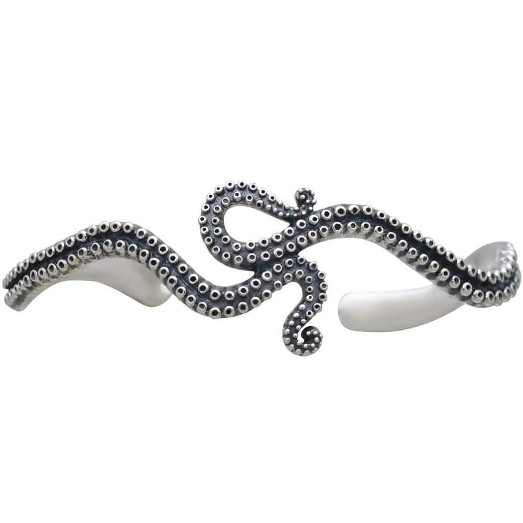 Sterling Silver Octopus Tentacle Cuff Bracelet