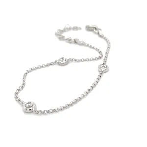 Sterling Silver Scattered Rubover CZ Bracelet