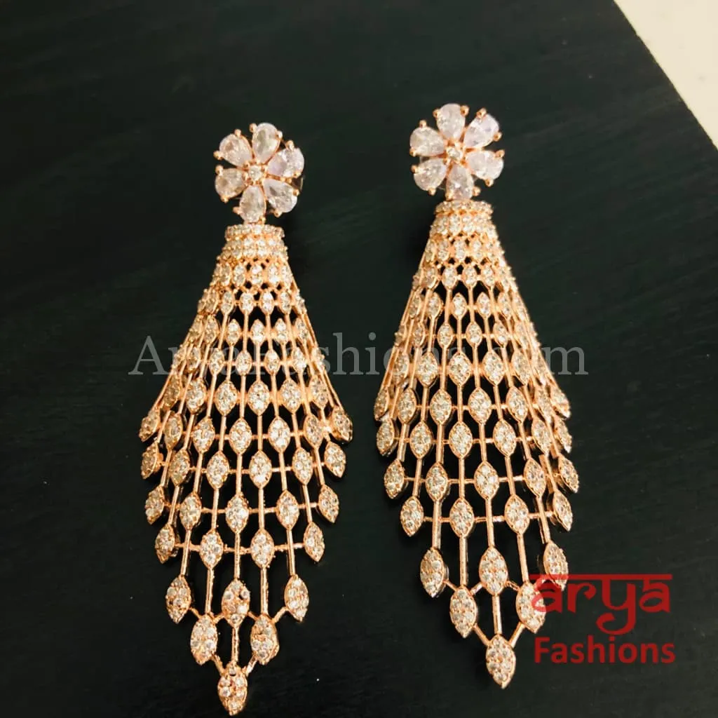 Tia CZ Rose Gold Cocktail Earrings / Statement Jewelry