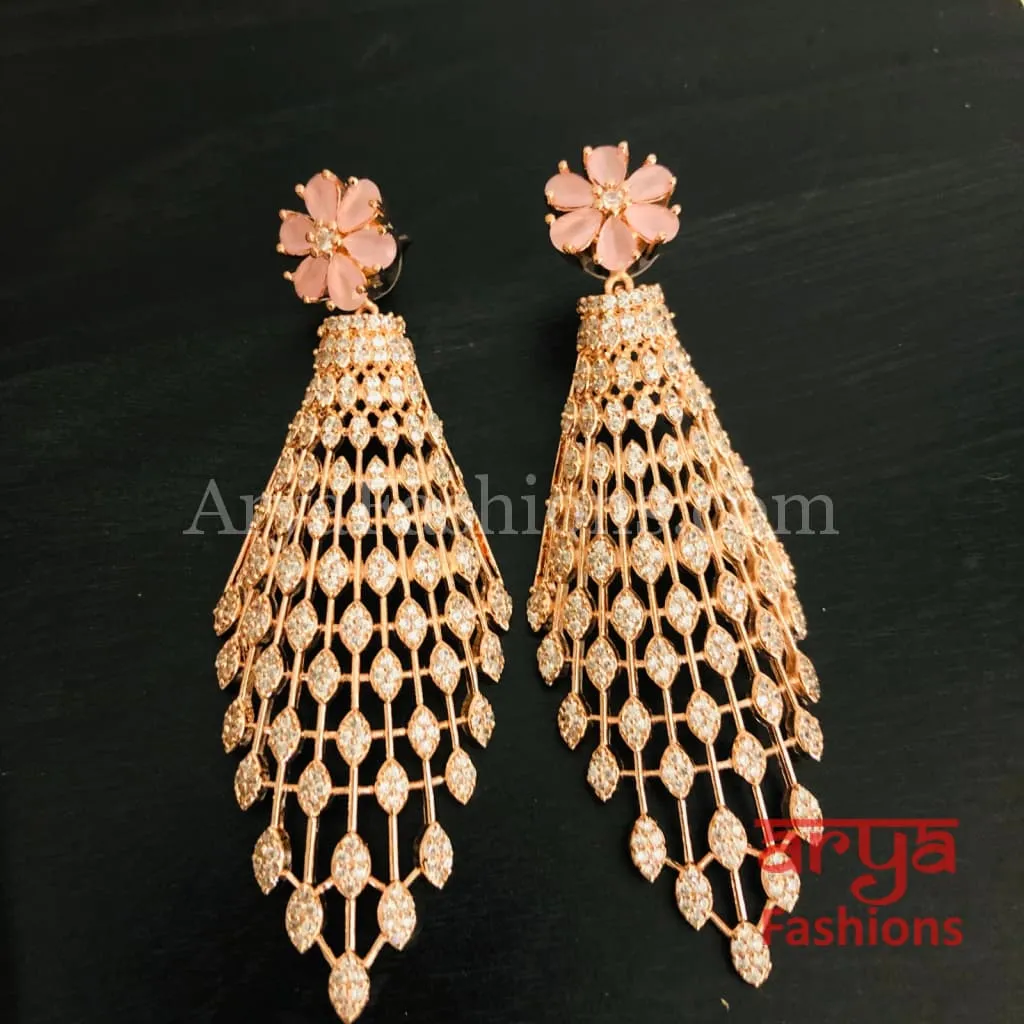 Tia CZ Rose Gold Cocktail Earrings / Statement Jewelry