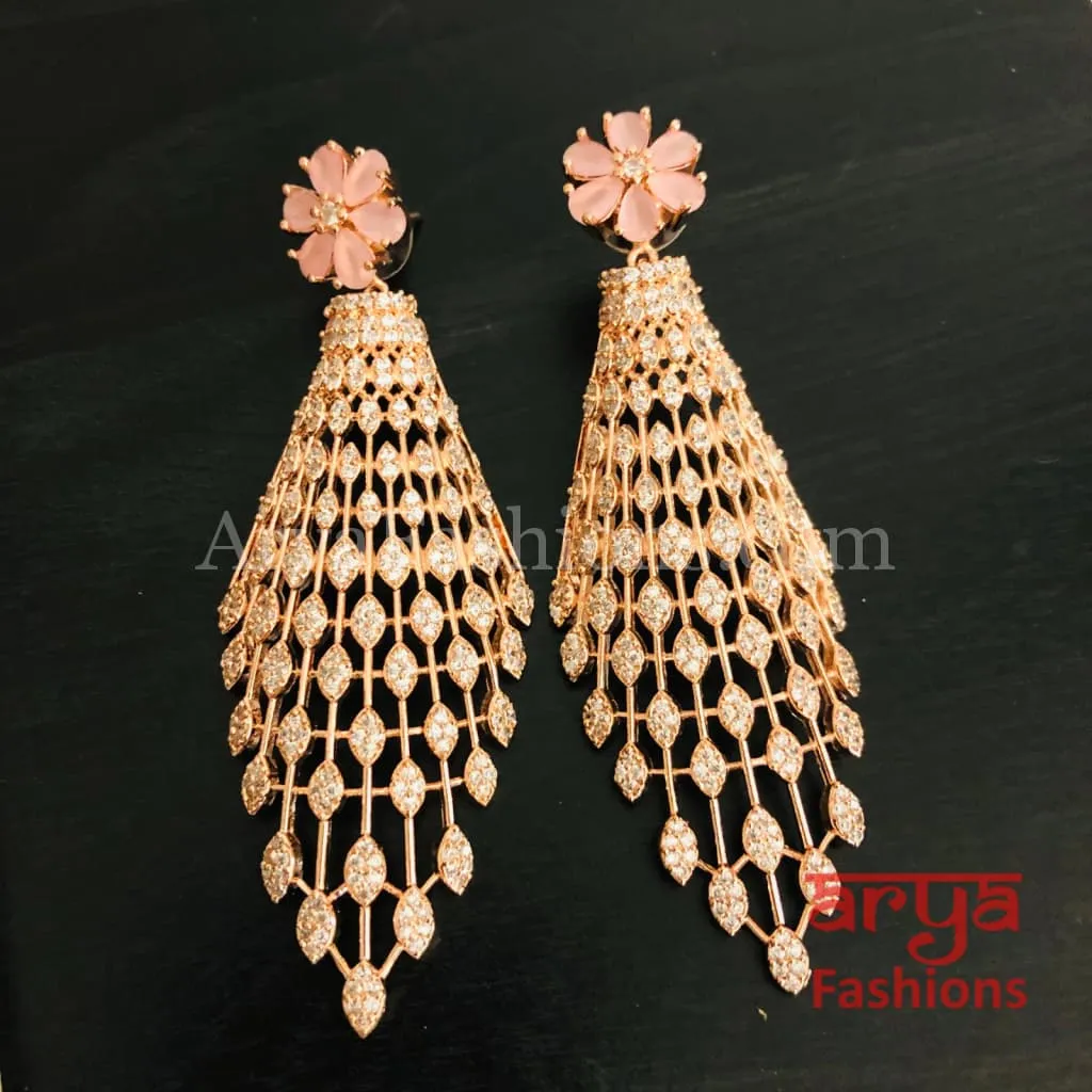 Tia CZ Rose Gold Cocktail Earrings / Statement Jewelry