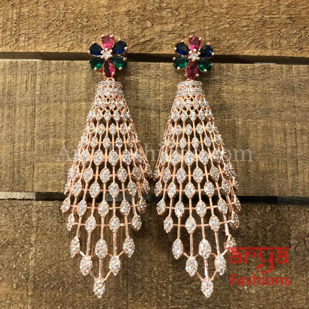 Tia CZ Rose Gold Cocktail Earrings / Statement Jewelry