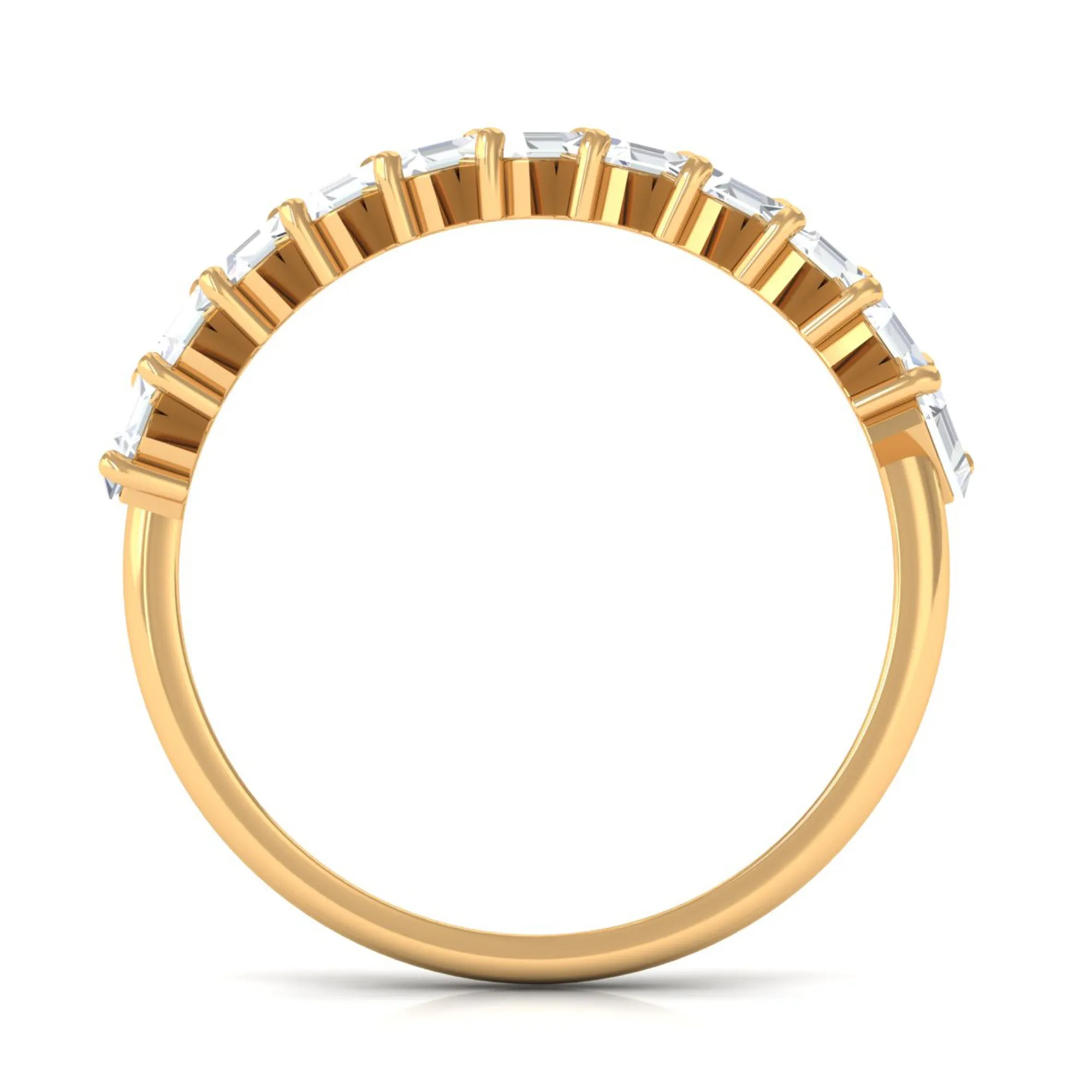 Tilted Baguette Cut Simulated Diamond Half Eternity Ring in Gold