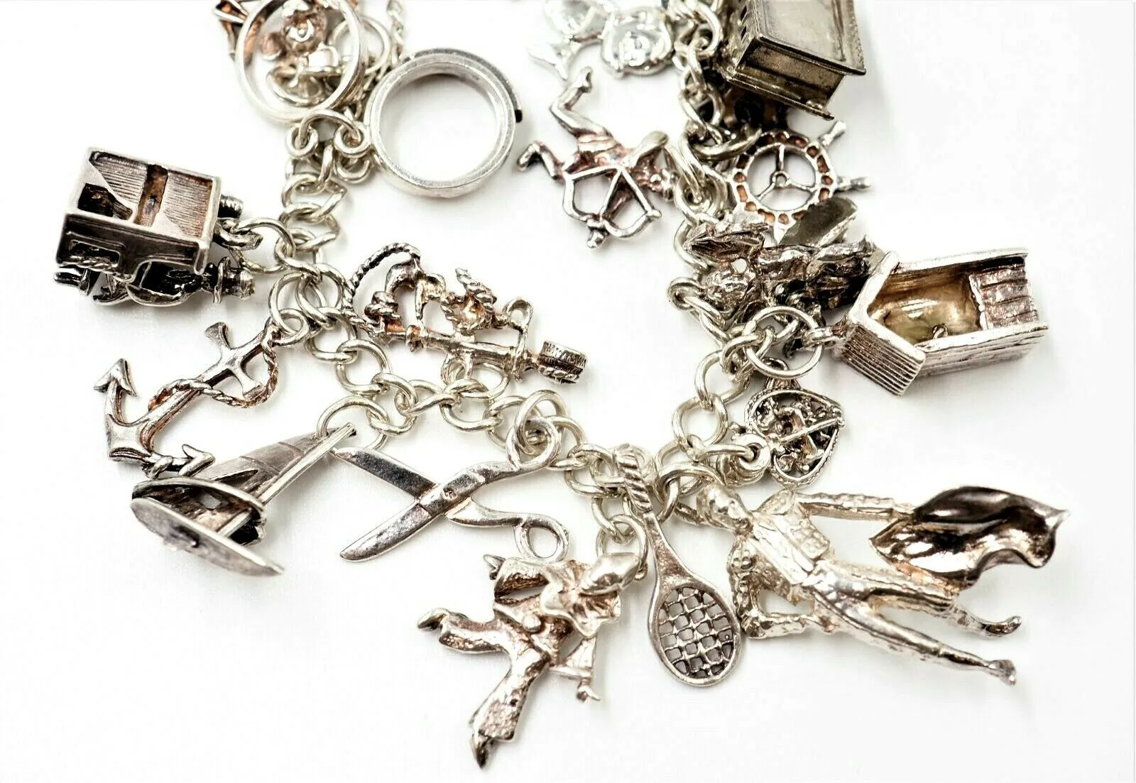 Traditional 925 Sterling Silver Charm Bracelet 25 Charms Fine Jewellery