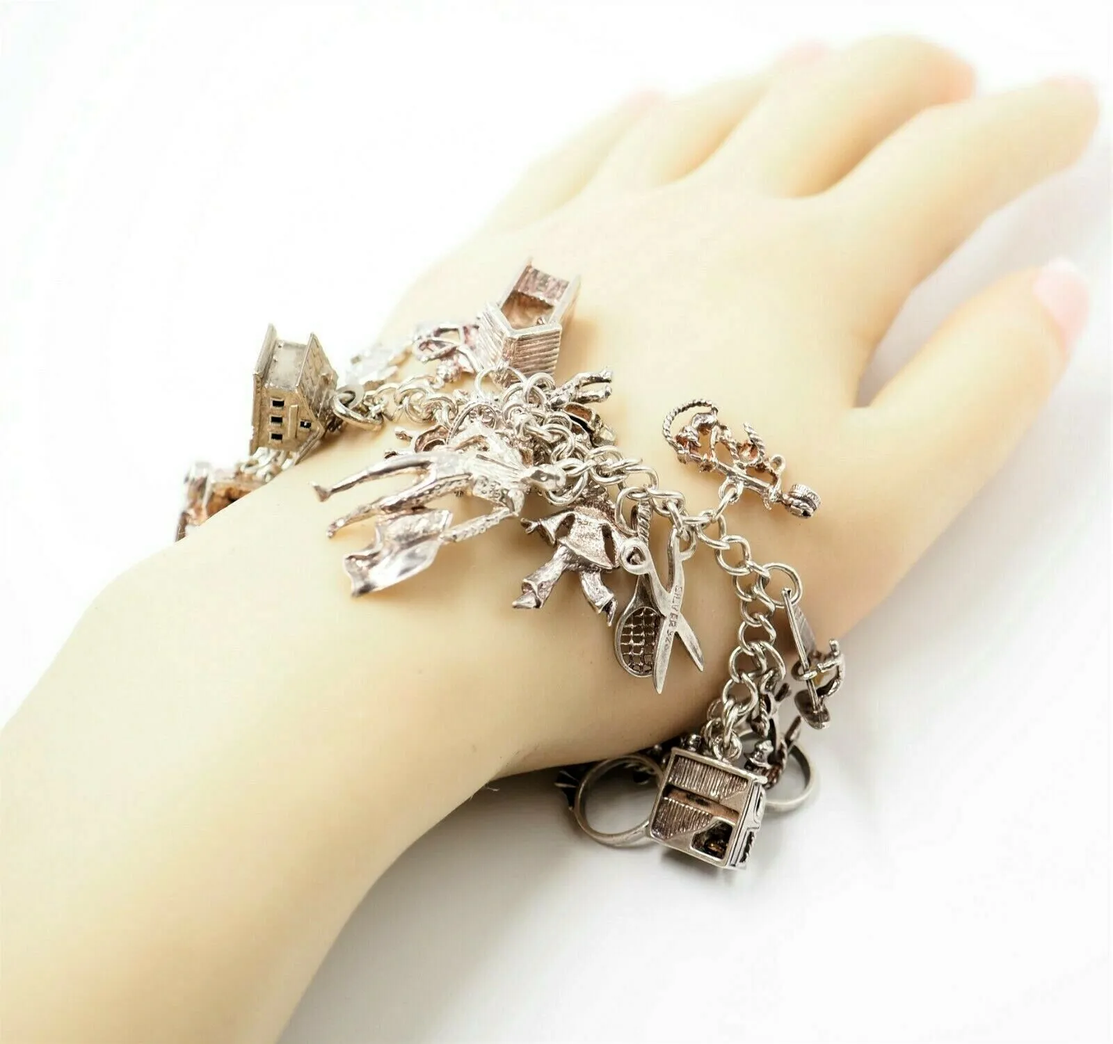 Traditional 925 Sterling Silver Charm Bracelet 25 Charms Fine Jewellery