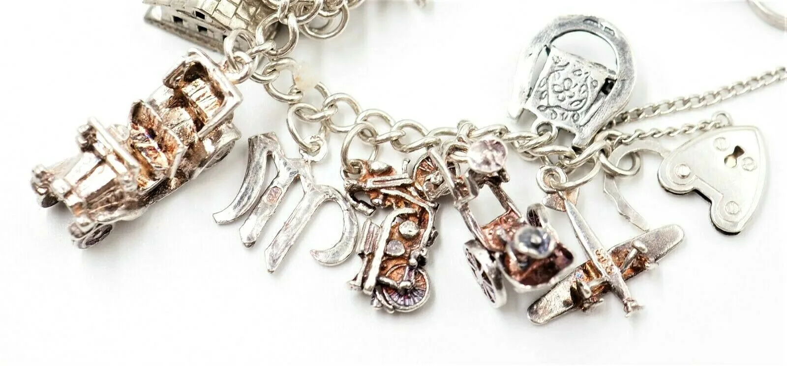 Traditional 925 Sterling Silver Charm Bracelet 25 Charms Fine Jewellery