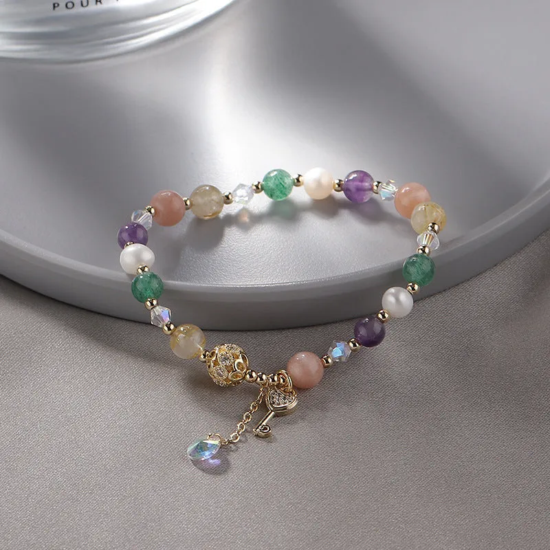 Vibrant Crystal Bracelet with Sterling Silver and Lavender Amethyst