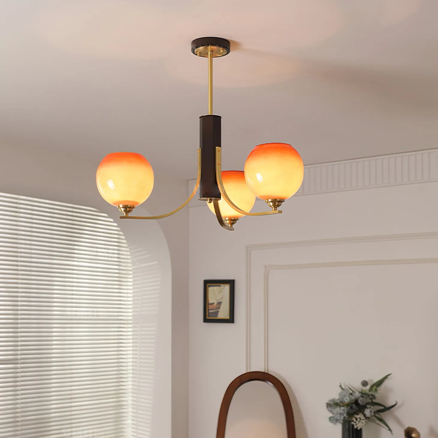 Vintage Caramel Globe Chandelier