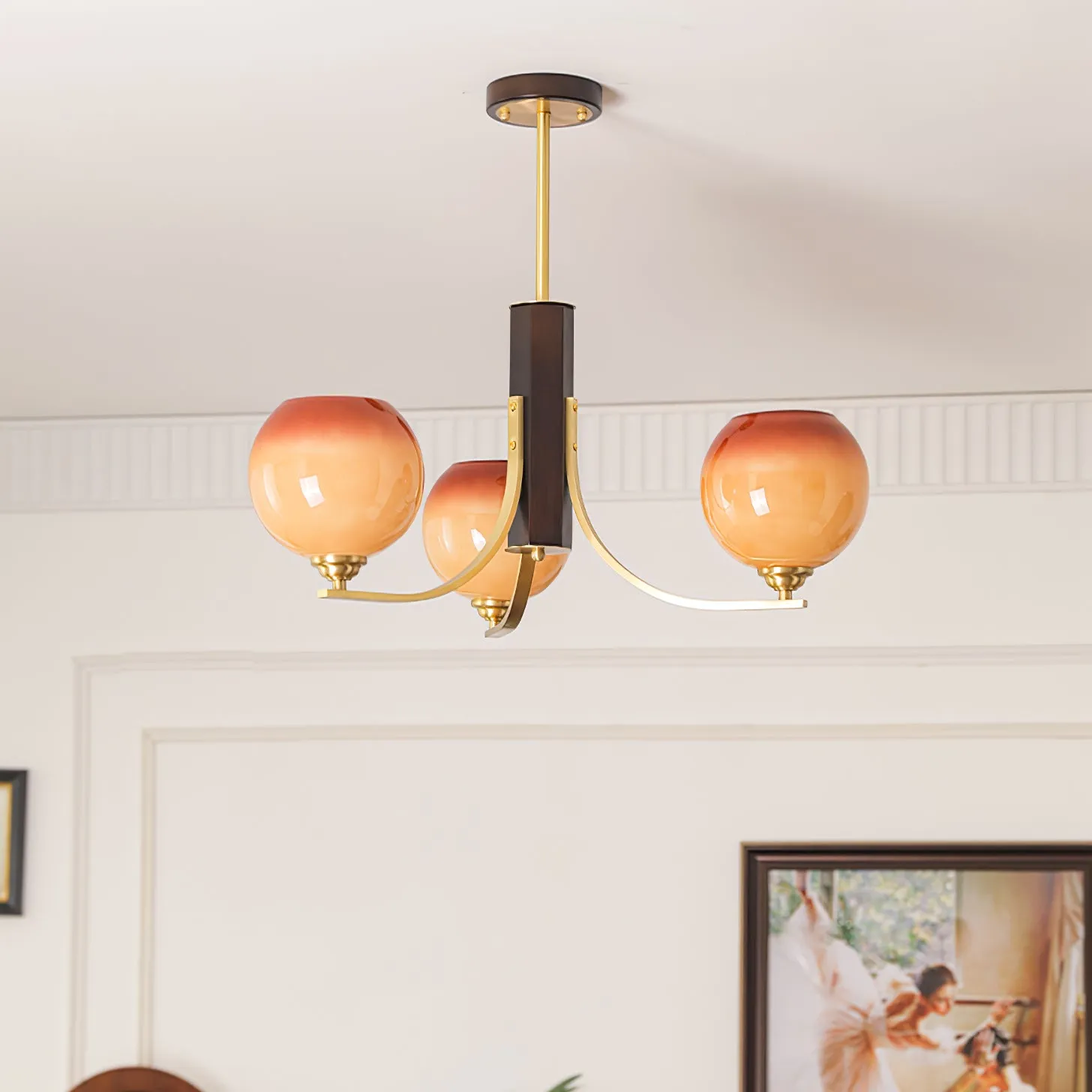 Vintage Caramel Globe Chandelier