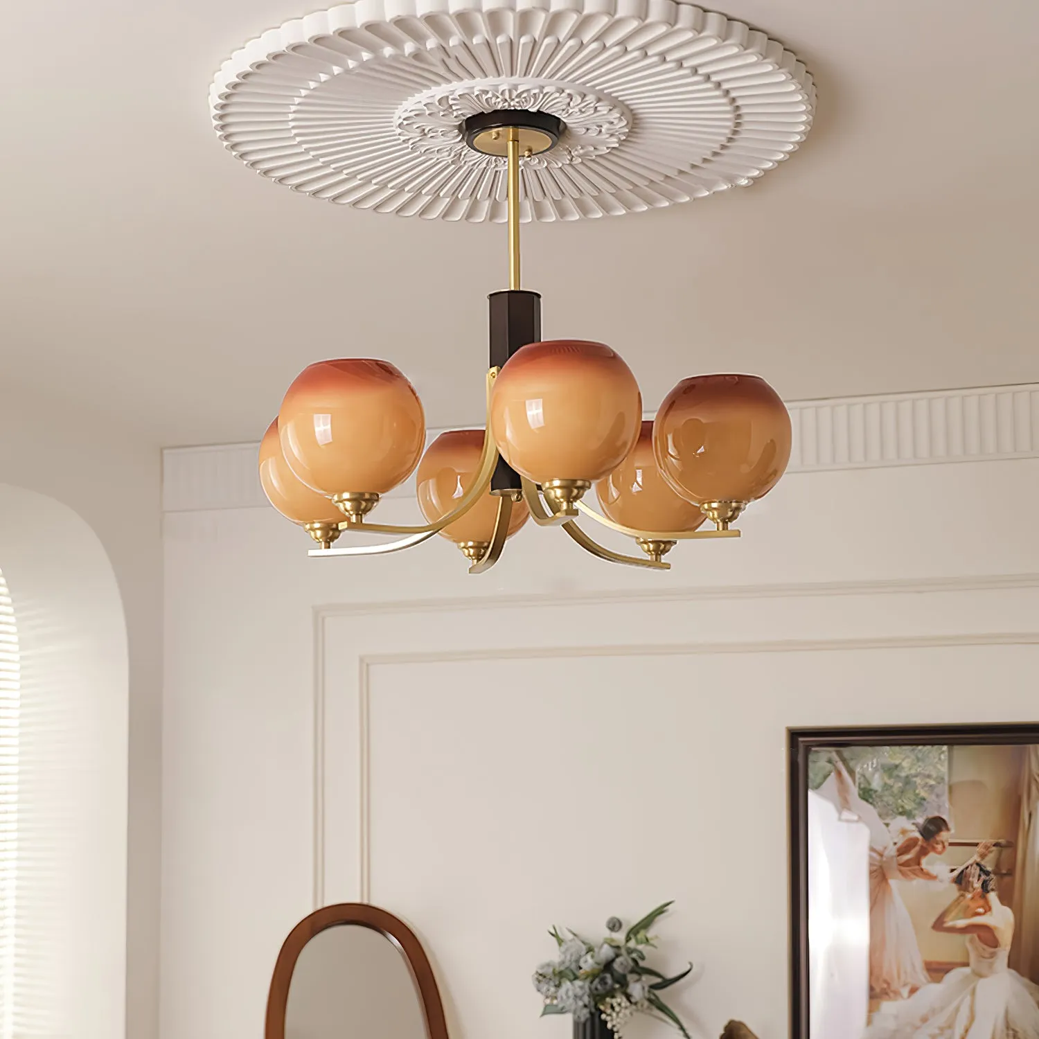 Vintage Caramel Globe Chandelier