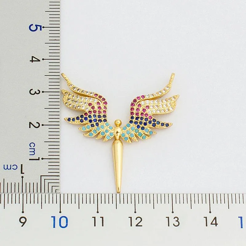 Whimsical Angel Wings with Colorful Zircon Necklace