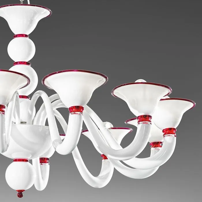 White & Black 6 Light Italian Chandelier. More Colour Options