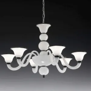 White & Black 6 Light Italian Chandelier. More Colour Options